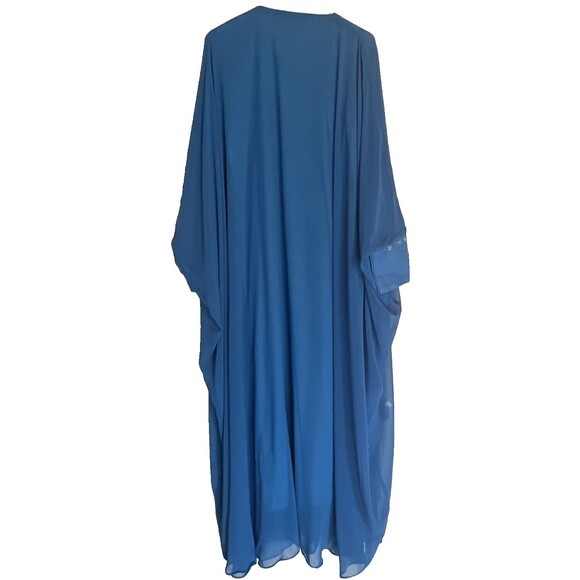 Kaftan Egyptian‎ Blue Caftan Dress Sequins Lined Interior Tie Abaya Fairy XL - Picture 3 of 5